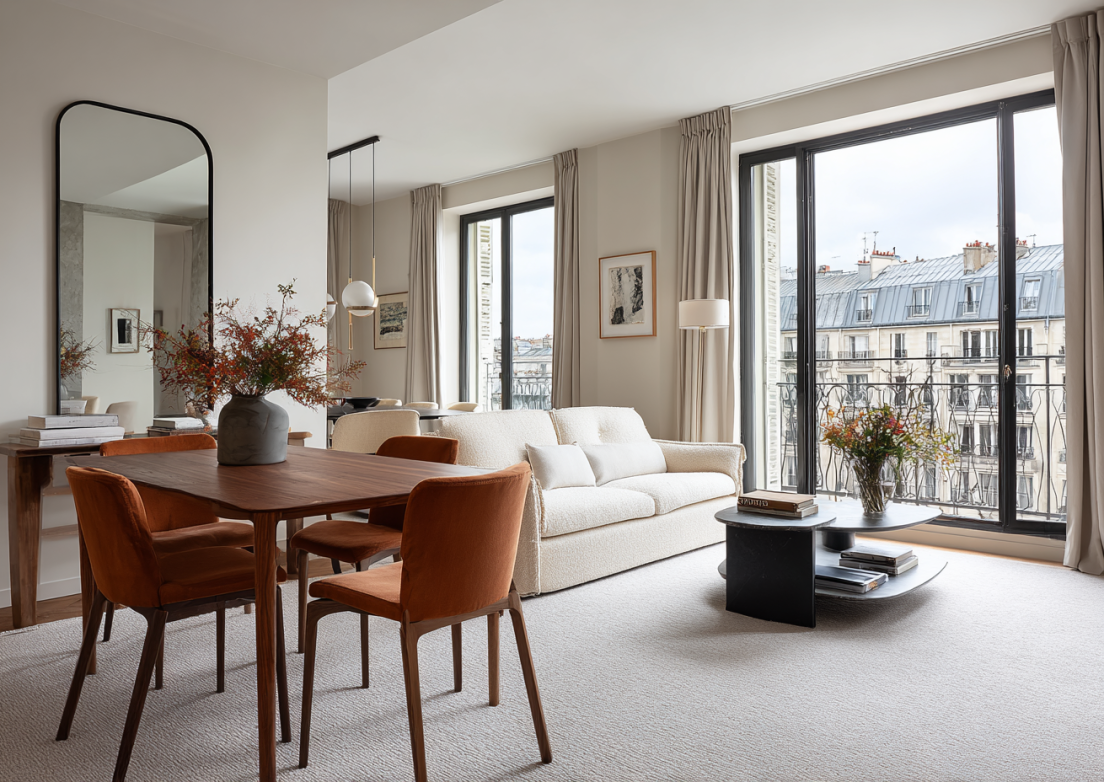 Appartement lumineux avec vue sur Paris
